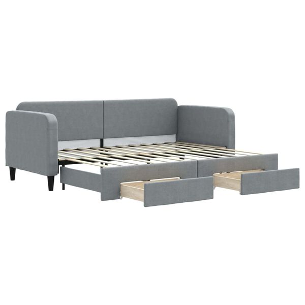 vidaXL Divano Letto Estraibile Cassetti Grigio Chiaro 80x200cm Tessuto