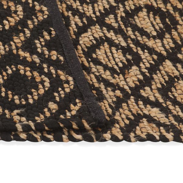 vidaXL Tappeto in Iuta Intrecciato a Mano 120x180cm Naturale e Nero
