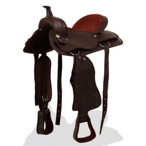 vidaXL Sella Western Testiera e Pettorale in Vera Pelle 15" Marrone