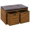 vidaXL Panca in Giunco con 2 Ceste 71x40x42 cm Marrone