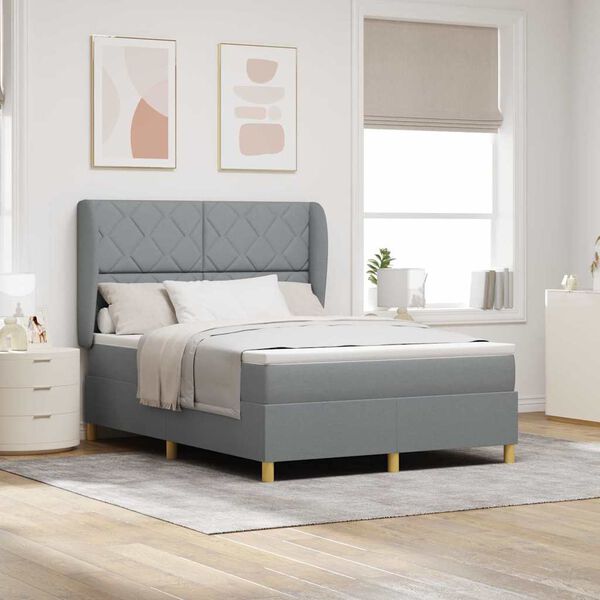 vidaXL Letto con molle e materasso Grigio Scuro 90x190 cm Tessuto