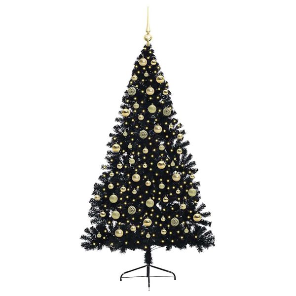 vidaXL Albero di Natale artificiale con luci integrate Nero 180 cm PVC