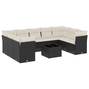 vidaXL Set Divani da Giardino 10pz con Cuscini in Polyrattan Nero