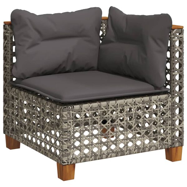 vidaXL Set Divani da Giardino 7 pz con Cuscini Grigio in Polyrattan
