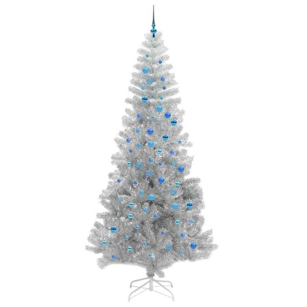 vidaXL Albero di Natale con 300 LED con supporto Argento 240 cm PET