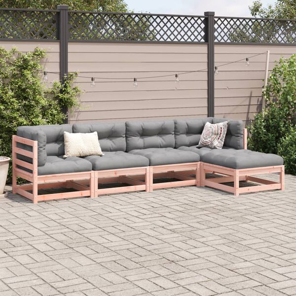 vidaXL Set Divani Giardino 5 pz Cuscini Legno Massello Abete Douglas