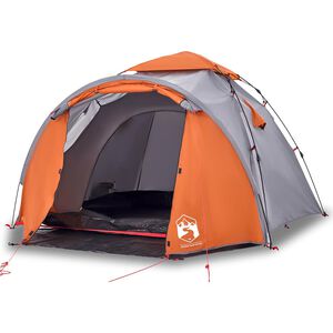 vidaXL Tenda a Cupola 3 Persone Grigio e Arancione a Rilascio Rapido