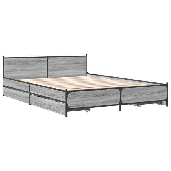 vidaXL Giroletto Cassetti Grigio Sonoma 120x190 cm Legno Multistrato