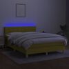 vidaXL Letto a Molle con Materasso e LED Verde 140x190 cm in Tessuto
