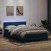 vidaXL Letto a Molle con Materasso e LED Blu Scuro 160x220 cm in Velluto
