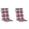 vidaXL Cuscini per Sedie 2 pz Rossi a Quadri 120x50x3 cm in Tessuto