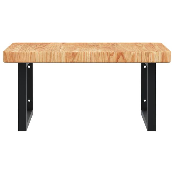 vidaXL Ripiano a Parete per Lavabo in Acciaio e Massello di Rovere