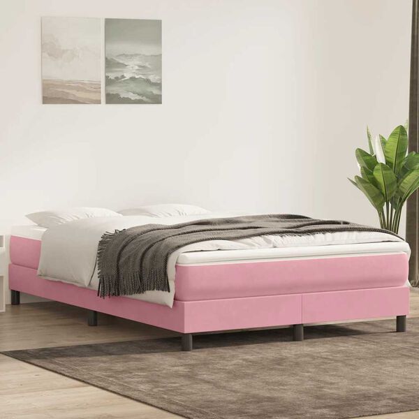 vidaXL Giroletto a Molle senza Materasso Rosa 160x210 cm in Velluto