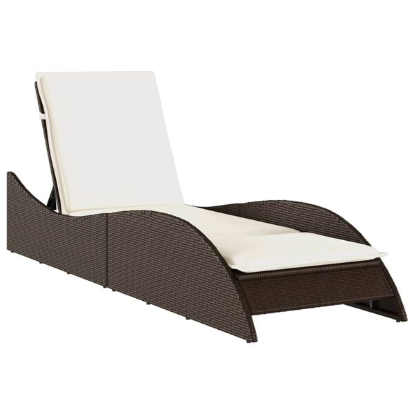 vidaXL Lettino Prendisole con Cuscino Marrone 60x205x73 cm Polyrattan