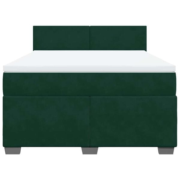 vidaXL Giroletto a Molle con Materasso Verde Scuro 140x200 cm Velluto
