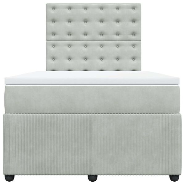 vidaXL Giroletto a Molle con Materasso Grigio Chiaro 120x200cm Velluto