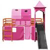 vidaXL Letto a Soppalco con Torre Bambini Rosa 80x200cm Massello Pino