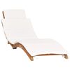 idaXL Lettino Prendisole Pieghevole con Cuscino Bianco Crema in Teak