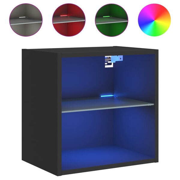 vidaXL Comodino con Luci LED a Parete Nero