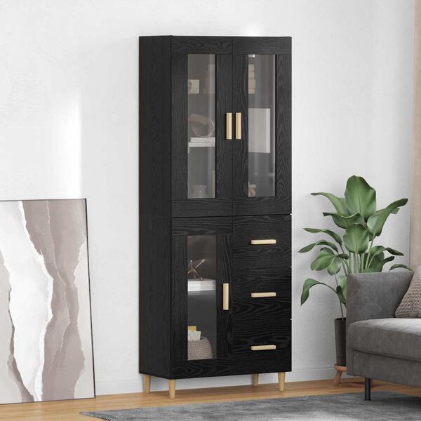 vidaXL Credenza Rovere Nero 69,5 x 34 x 180 cm Legno multistrato