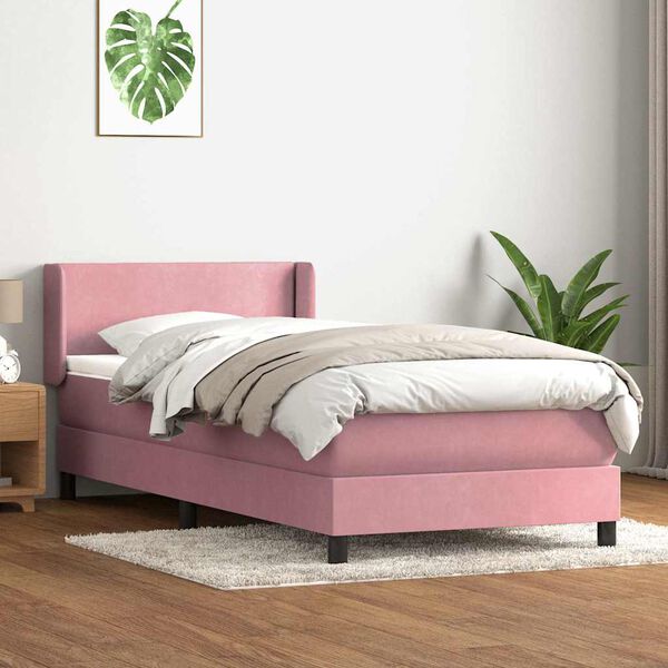 vidaXL Giroletto a Molle con Materasso Rosa 90x210 cm Velluto