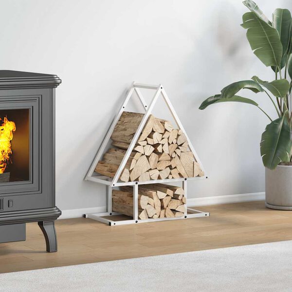vidaXL Rastrelliera per Legna da Ardere Bianca 50x25x60 cm