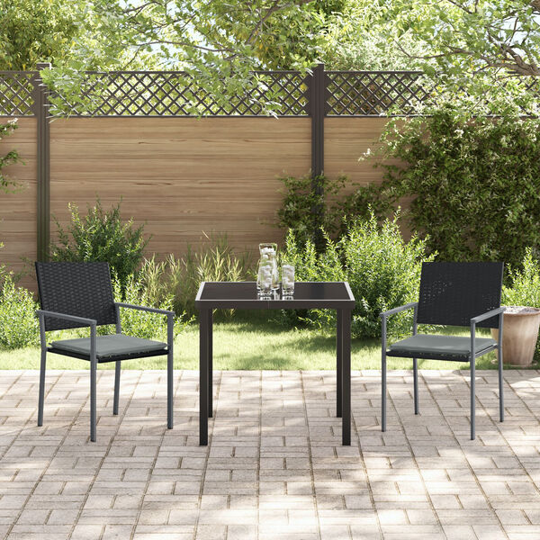vidaXL Set da Pranzo per Giardino 3 pcs Nero Poly Rattan