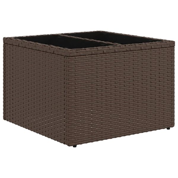 vidaXL Tavolo da Giardino Piano Vetro Marrone 55x55x37 cm Polyrattan