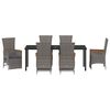 vidaXL Set da Pranzo per Giardino con cuscino 7 pcs Grigio polyrattan