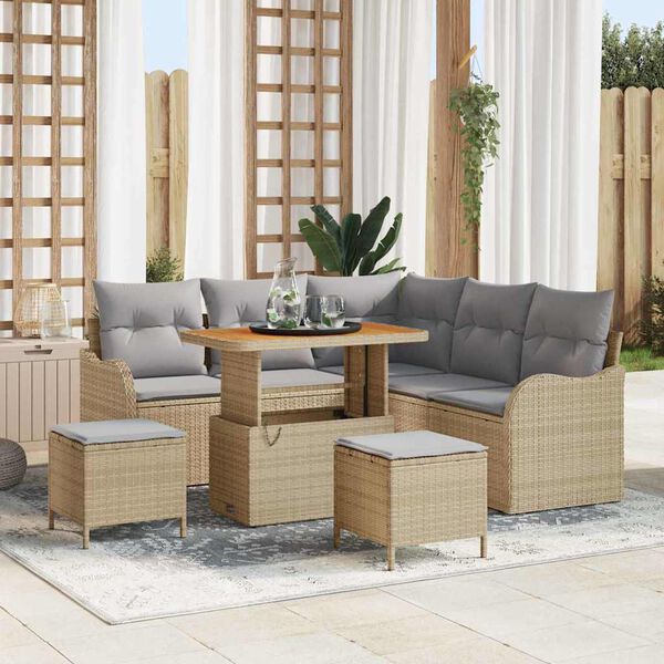 vidaXL Set Divano da Giardino 8 pcs Beige polyrattan
