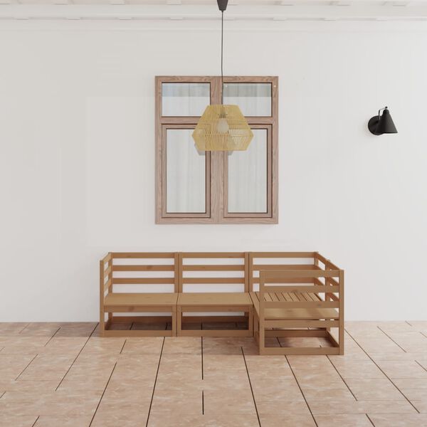 vidaXL Set Salotto da Giardino 4pz Marrone Ambra Legno Massello Pino