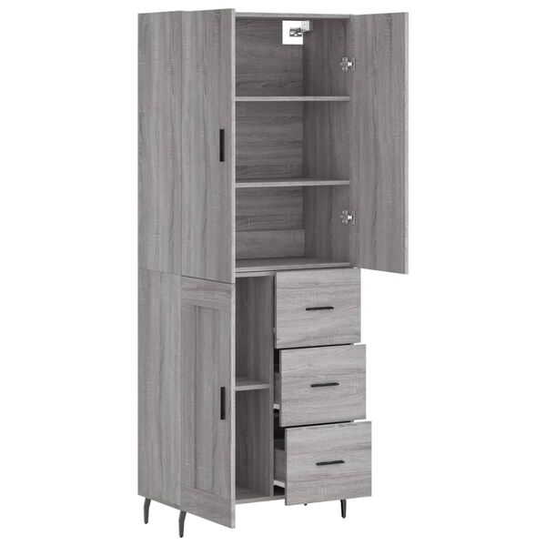 vidaXL Credenza Grigio Sonoma 69,5x34x180 cm in Legno Multistrato