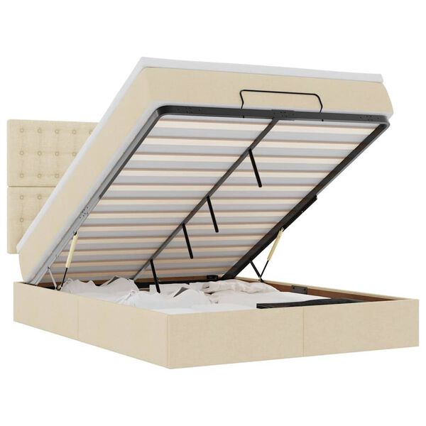 vidaXL Struttura Letto Pouf con Materasso Crema 140x190 cm in Tessuto