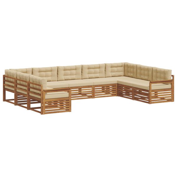 vidaXL Set di divani da esterno con cuscino 9 pcs Naturale e Beige