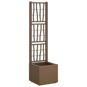 vidaXL Vaso da Giardino con Trellis Marrone 36 x 36 x 140 cm PP