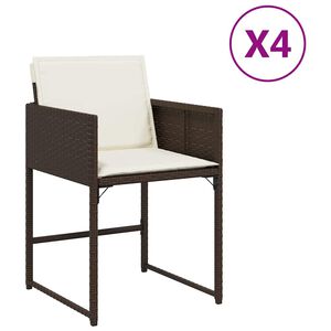 vidaXL Sedie da Giardino con Cuscini 4 pz Marroni in Polyrattan