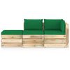 vidaXL Set Salotto da Giardino con Cuscini 3 pz Legno Impregnato Verde