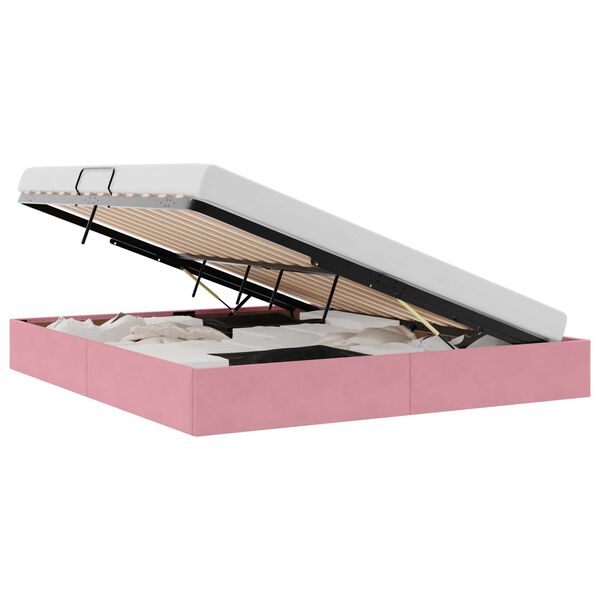 vidaXL Letto con Contenitore con materasso Rosa 160 x 200 cm Velluto