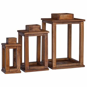 vidaXL Lanterna 3 pz Naturale 30 x 30 x 44 cm Legno di Mogano