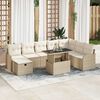 vidaXL Set Divano da Giardino con cuscino 9 pcs Beige Poly Rattan
