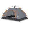 vidaXL Tenda Campeggio 4 Persone Grigio e Arancione a Rilascio Rapido