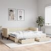 vidaXL Divano Letto Estraibile con Cassetti Crema 100x200cm in Tessuto
