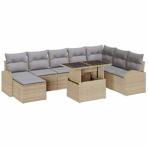 vidaXL Set Divano da Giardino 9 pz Beige e Grigio Chiaro polyrattan