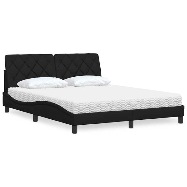 vidaXL Letto con Materasso Nero 160x200 cm in Tessuto