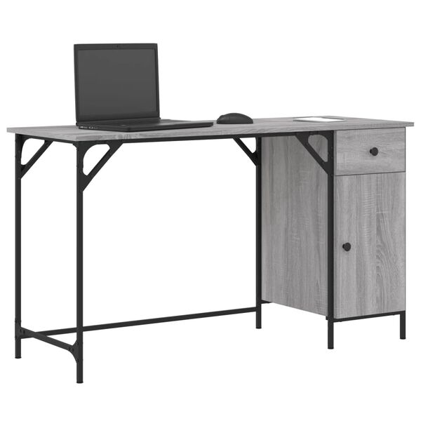 vidaXL Scrivania Computer Grigio Sonoma 131x48x75 cm Legno Multistrato