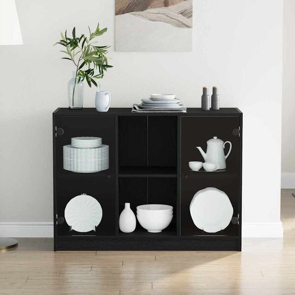 vidaXL Credenza Rovere Nero 100 x 37 x 75.5 cm