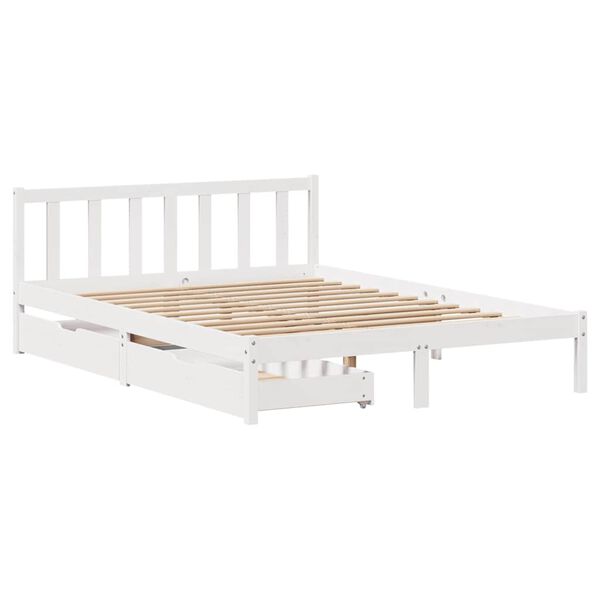 vidaXL Letto senza Materasso Bianco 160x200 cm Legno Massello di Pino