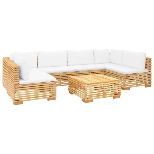 vidaXL Set Divani da Giardino 7 pz con Cuscini Legno Massello di Teak