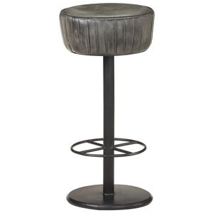 vidaXL Sgabello da Bar Grigio Anticato in Vera Pelle