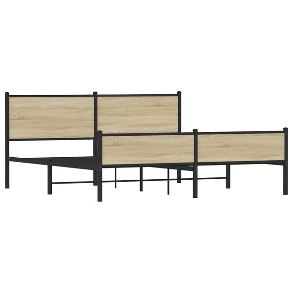 vidaXL Giroletto senza Materaso in Metallo Rovere Sonoma 183x213 cm